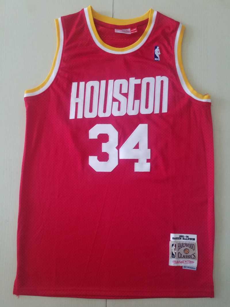 Houston Rockets #34 Hakeem Olajuwon Rockets 34 Retro Red Style 5