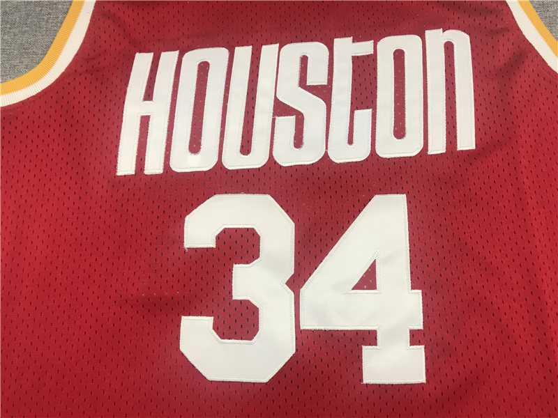Houston Rockets #34 Hakeem Olajuwon Rockets 34 Retro Red Style 8