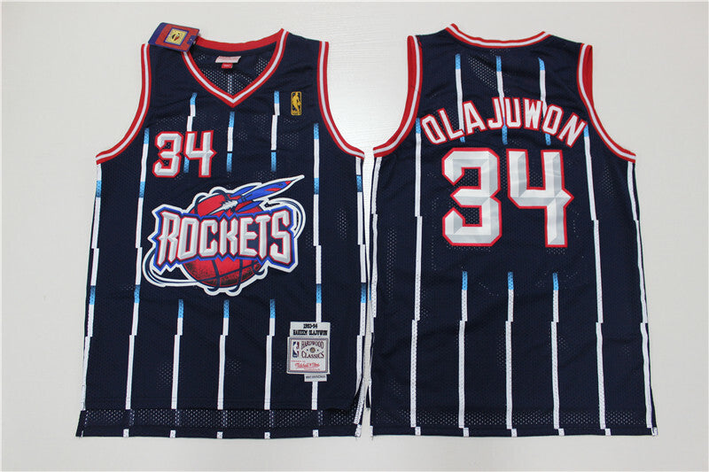 Houston Rockets #34 Hakeem Olajuwon Rockets 34 # # Navy Rockets Retro Edition 93-94 Season Jersey