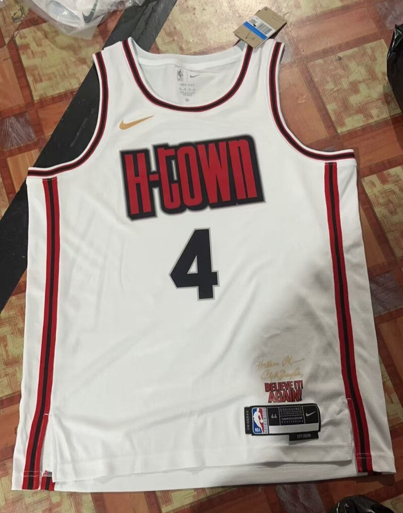 Houston Rockets #4 Jalen Green 25 Rockets City White Style 2