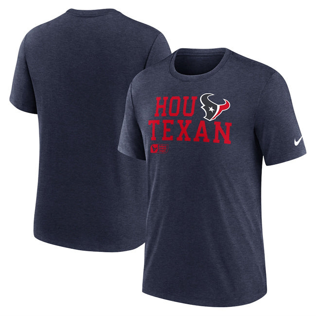 Houston Texans Navy Overlap Lockup Tri-Blend T-Shirt