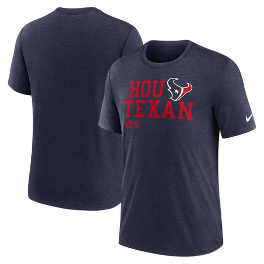 Houston Texans Navy Overlap Lockup Tri-Blend T-Shirt