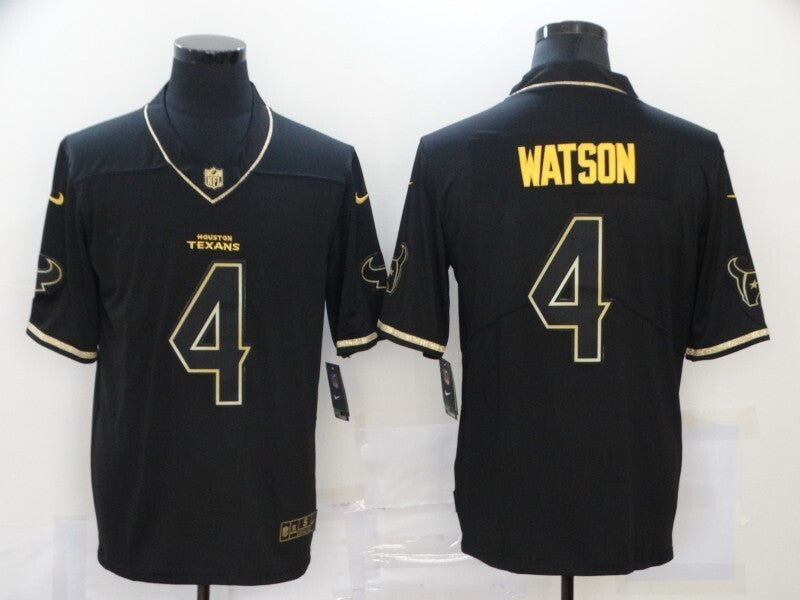 Houston Texans #4 Deshaun Watson Black Retro Gold 441