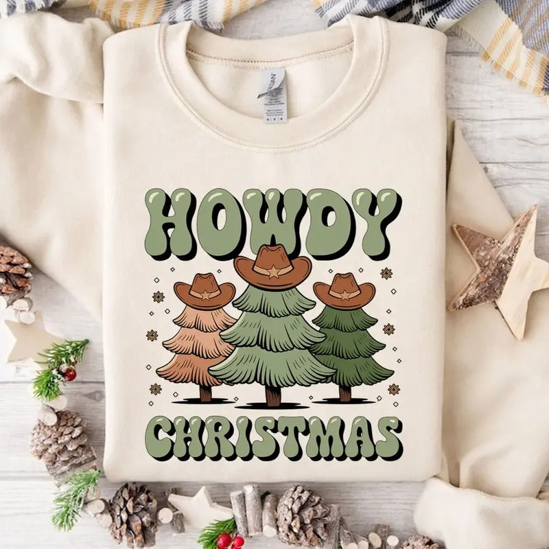 Howdy Chistmas Cowboy Countryside Unisex Sweatshirt, Christmas Shirt for Men and Women Hoodie | WearSparks.com