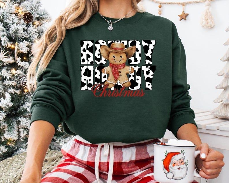 Howdy Christmas Gingerbread Man Sweatshirt, Christmas Season Sweatshirt, Christmas Western, Retro Christmas Shirt Shirt,...