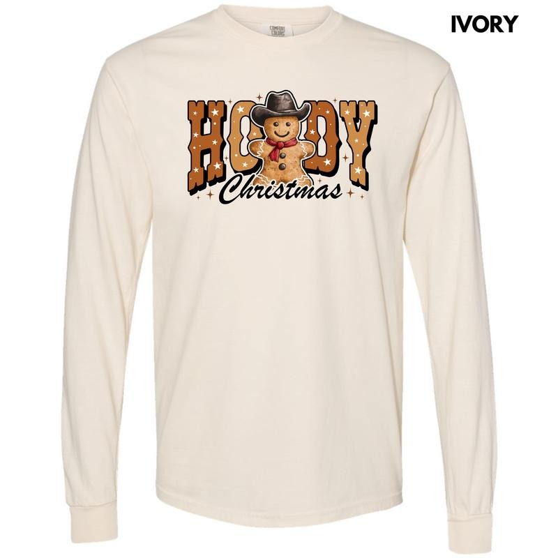 Howdy Gingerbread Christmas Long Sleeve Comfort Colors T-Shirt 'NLB' Hoodie, Sweatshirt | WearSparks.com