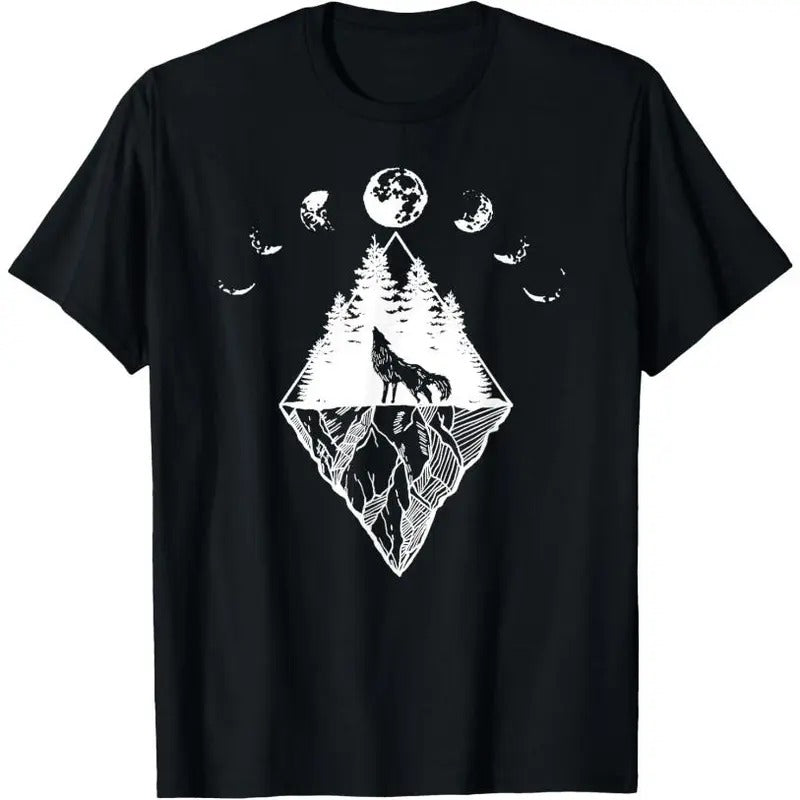 Howling Wolf Phases Of The Moon T-Shirt Made in USA Hoodie, Sweatshirt | WearSparks.com