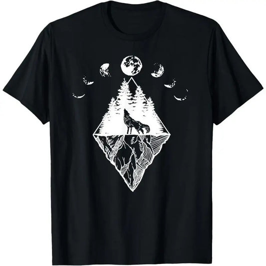 Howling Wolf Phases Of The Moon T-Shirt Made in USA Hoodie, Sweatshirt | WearSparks.com