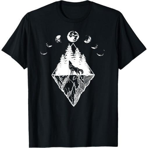 Howling Wolf Print T-shirt Cotton Casual Summer Tee, Trendy Tops Crew Neck Tee, Comfort Street Style Tee, Must-have...