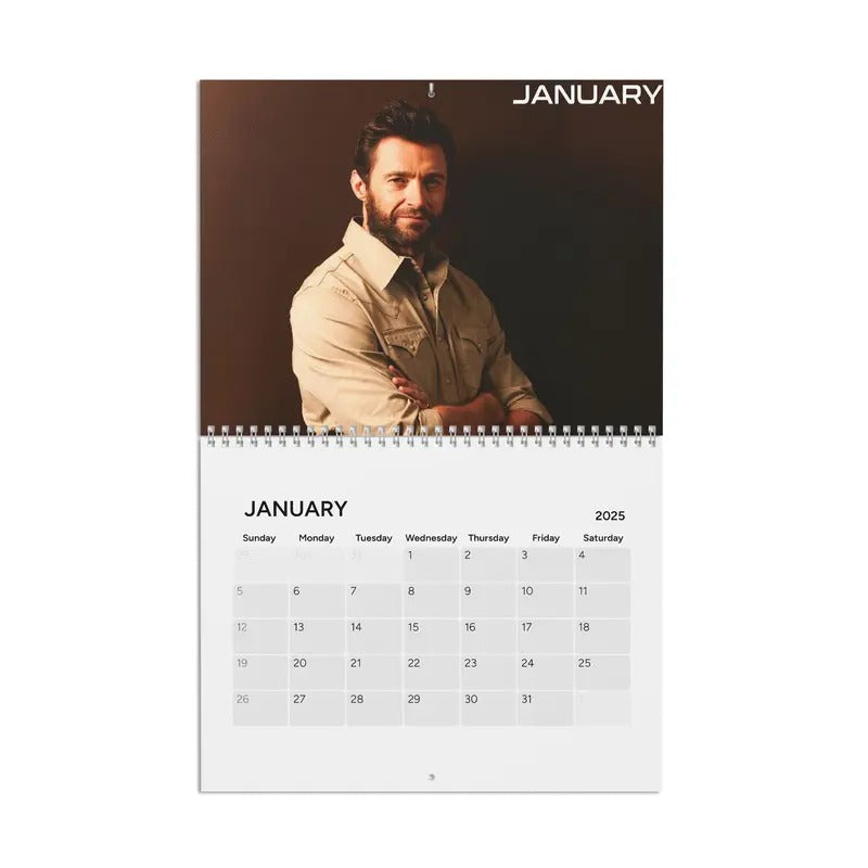 Hugh Jackman Wall Calendar 2025, Hugh Jackman Home Decor Gift, Hot Boy Clendar, New Year 2025 Calendar Wall Art T-Shirts,...