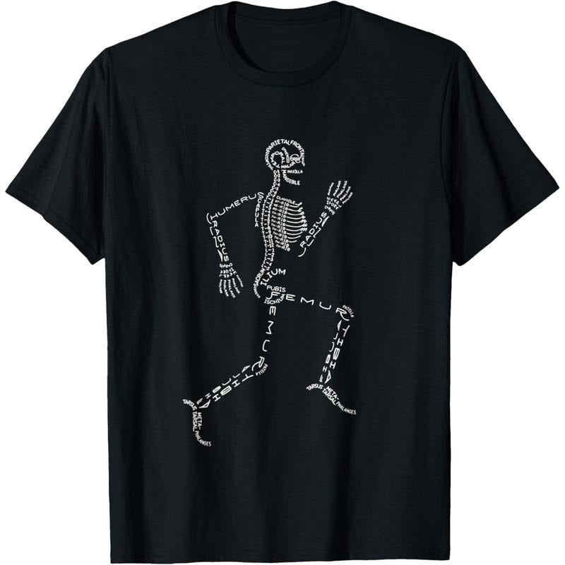 Human Skeleton Running Bone Names Anatomy Labels for Geeks T-Shirt made in usa Hoodie, Sweatshirt | WearSparks.com