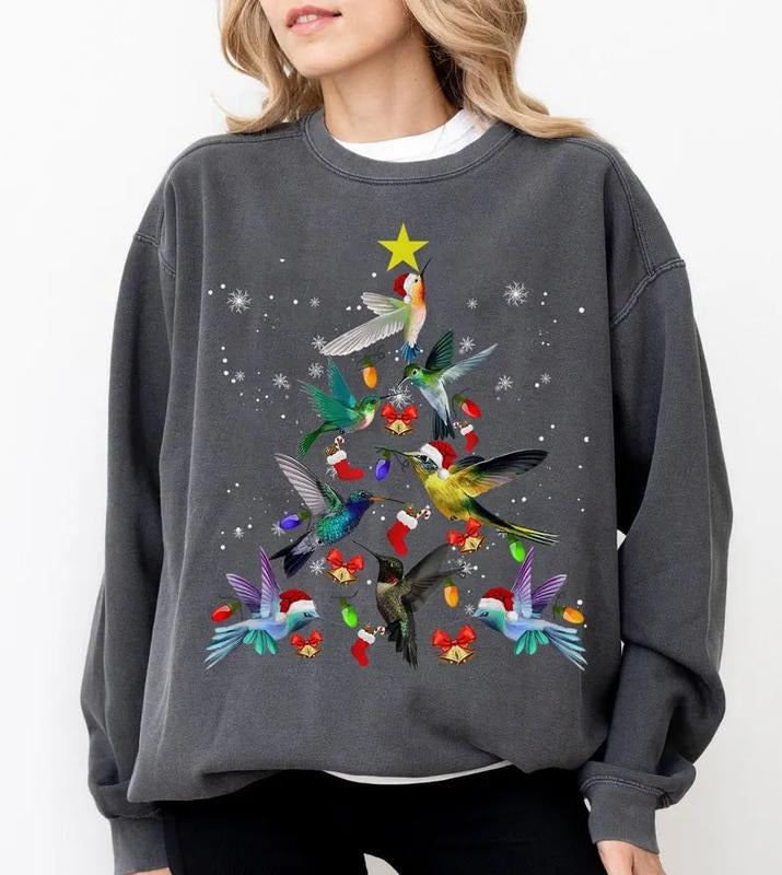 Hummingbird Christmas Sweatshirt, Cute Hummingbird Christmas Shirt, Christmas Hummingbird Shirt, Bird Lovers Gifts,...