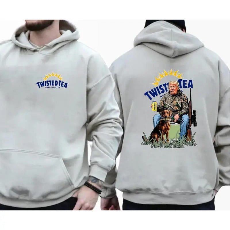 Hunter Trump With Twisted Tea Hoodie Sweatshirt T-Shirt, Camo Hunter Trump Sweatshirt Hoodie T-Shirt, Hunting Dog...