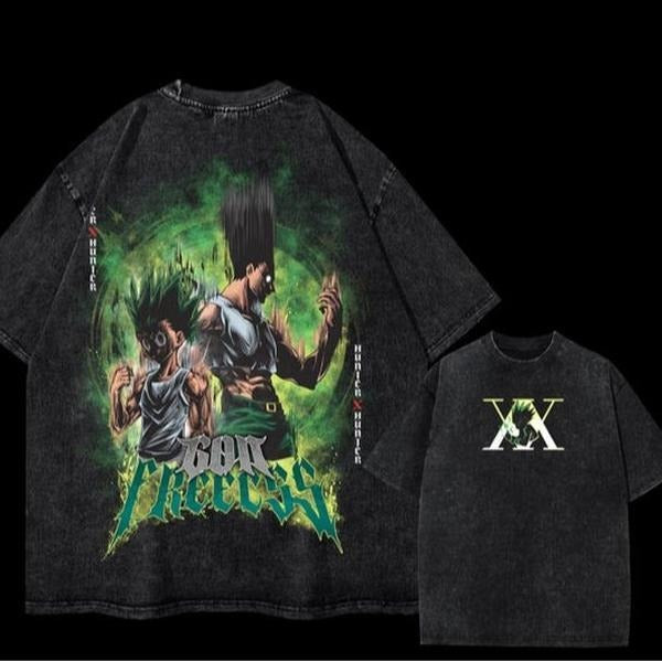 Hunter x Hunter Anime Heavy Oversized Acid-Washed Unisex T-Shirt | Streetwear & Gym Style | HxH Anime | Gon Fan Gift...