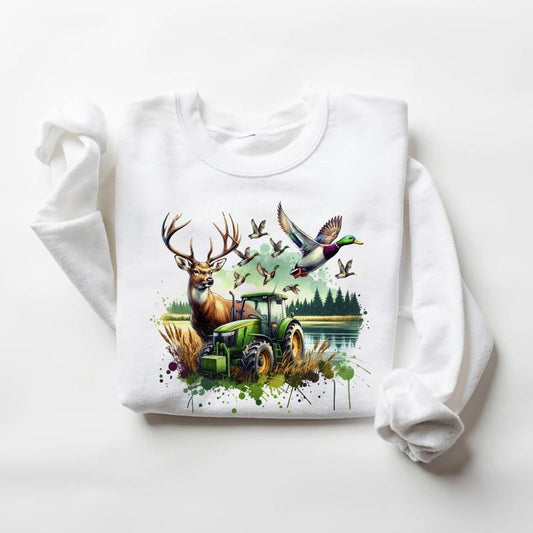 Hunting Farming Fishing Deer T-Shirt Sweatshirt Unisex Hoodie Hunting Season 2025 tee Cotton Womenswear | WearSparks.com