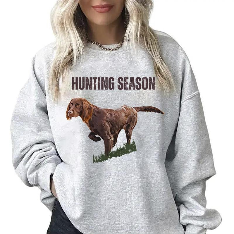 Hunting Season Dog Sweatshirt T-shirt, Hello Hunting Season, Dog, Duck, Deer, Turkey Chicken Hoodie, Unisex Nature Animal...