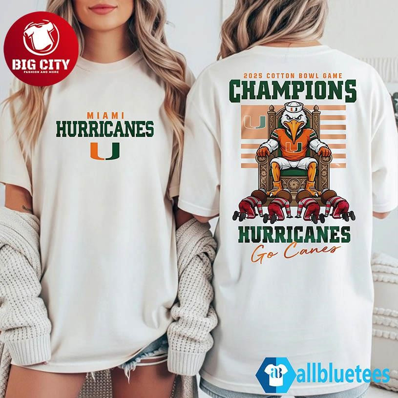 Hurricanes 2025 Bowl Game Champions Two Sided Shirt