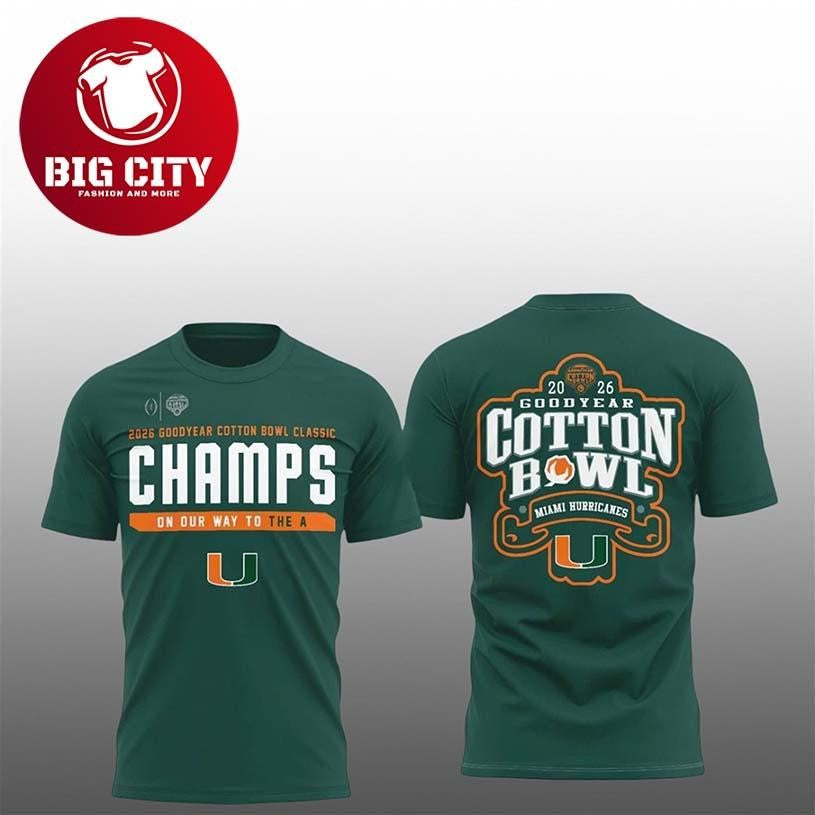 Hurricanes 2026 Goodyear Cotton Bowl Classic Champs Two Sided Shirt