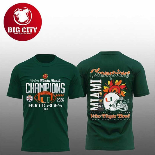 Hurricanes College Football Playoff 2026 Fiesta Bowl Champions Two Sided Shirt