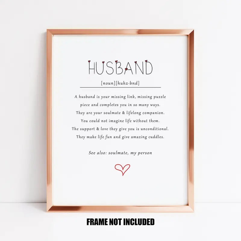 Husband Definition Art Print, Gift For Husband, Anniversary For Husband, Best Husband Gift, Loving Husband Gift, Husband...