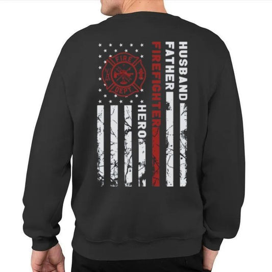 Husband Father Firefighter Hero Dad Sweatshirt, Husband Shirt, Fathers Day Gift Hoodie, Dad Christmas Gift, Unisex...