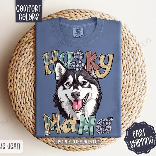 Husky Mama Comfort Colors, Dog Mom Tee, Cute Mama Women's Tshirt Hoodie, Sweatshirt | WearSparks.com