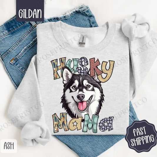 Husky Mama Sweatshirt, Mama Women's Crewneck, Cute Dog Mom Women's Sweatshirt T-Shirts, Hoodie | WearSparks.com