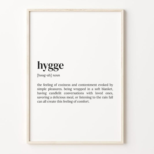 Hygge Definition Print, Dictionary Poster, Quote Wall Art, Inspirational Quotes, Motivational Quote, Danish Definition...