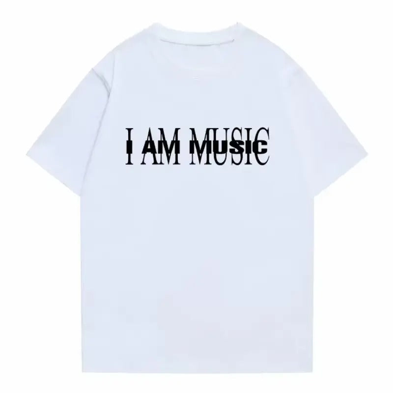 I Am Music Statement T-Shirt, Minimalist Typography Graphic Tee, Cotton Crew Neck T-Shirt, Gift for Musicians, Unisex...