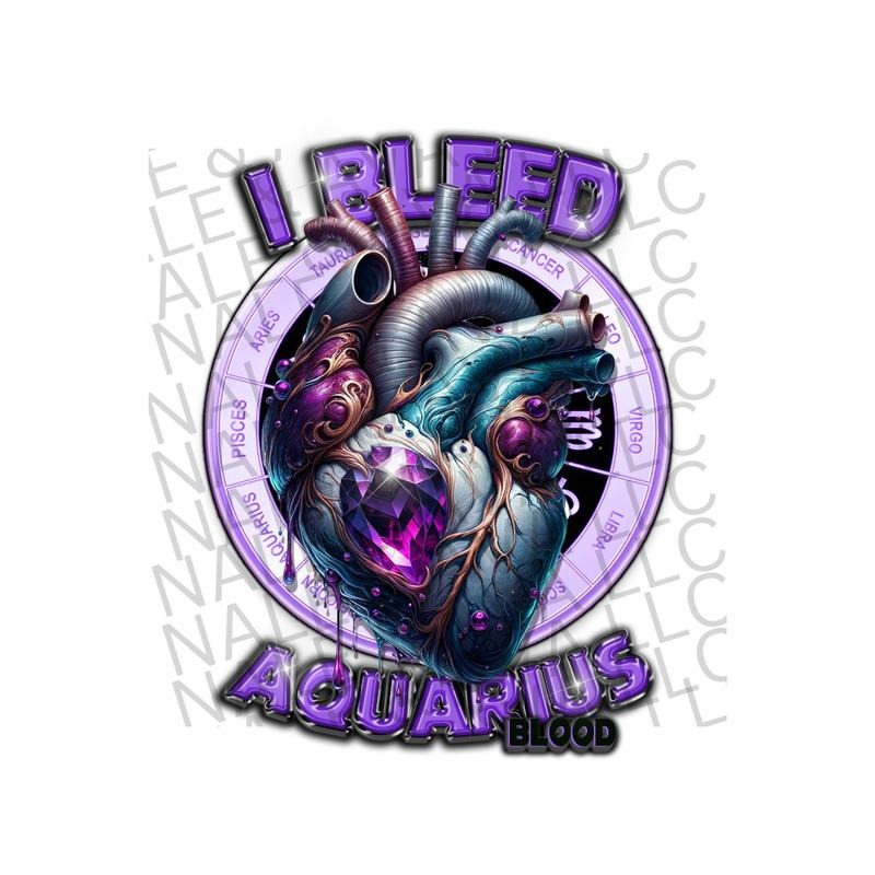 I Bleed Aquarius DTF Transfer T-Shirts, Hoodie, Sweatshirt | WearSparks.com