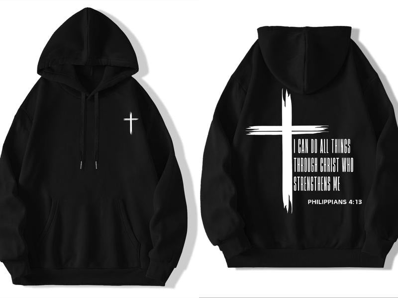I Can Do All Things Hoodie, Fashion Casual Regular Fit Drawstring Pocket Hooded Sweatshirt for Daily Holiday Outdoor...