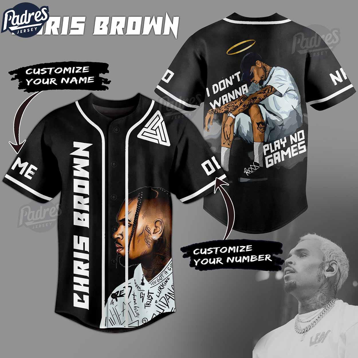 I Don't Wanna Play No Games Chris Brown Custom Baseball Jersey - Padres Jersey Oasis: Elevate Your Baseball... (Image 1)