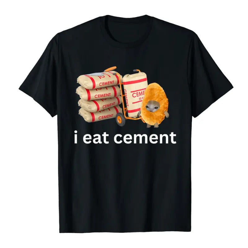 I Eat Cement Funny Cursed Crying Cat Meme T-Shirt Classic Cotton Hoodie, Sweatshirt | WearSparks.com