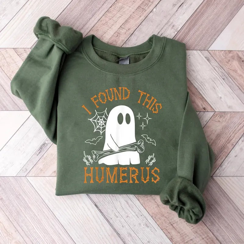 I Found This Humerus Sweatshirt, Funny Halloween Ghost Skeleton Sweatshirt, Nurse Halloween Sweatshirt, Halloween Nurse...