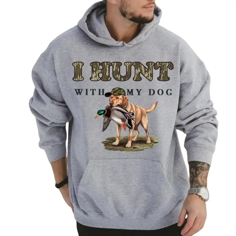 I Hunt with My Labrador Retriever Dog Unisex Crewneck Sweater, Hunting Camo Bottomland Duck Hunt Shirt Hoodie, Sweatshirt