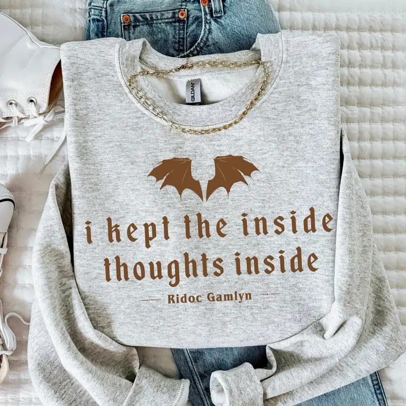 I Kept The Inside Thoughts Inside Sweatshirt, Quest Squad Sweater, Fourth Wing Shirt, Bookish Gift, Dragon Rider...