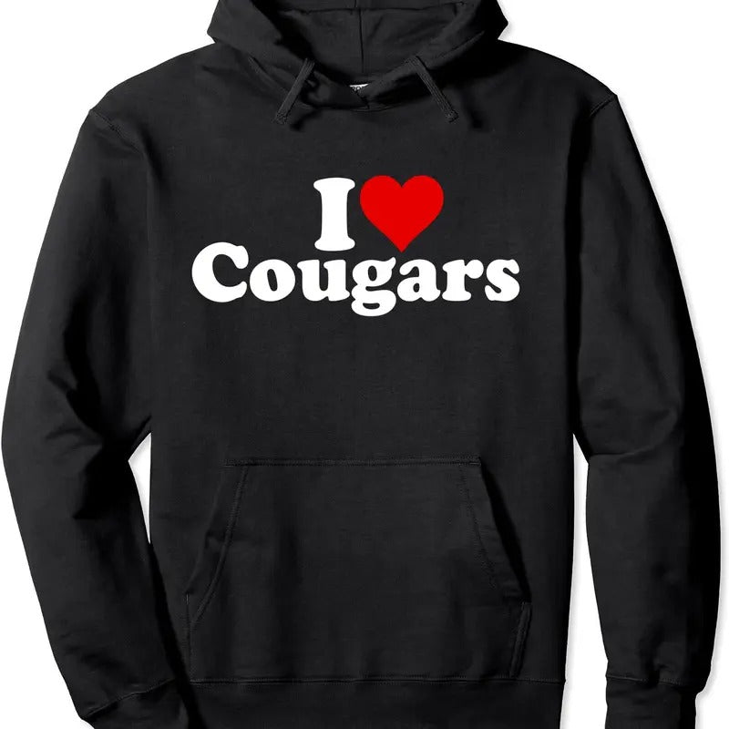 I LOVE HEART COUGARS SEXY OLDER WOMEN Pullover Hoodie | Unisex Hooded Sweatshirt T-Shirts | WearSparks.com