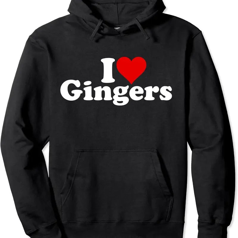 I LOVE HEART GINGERS REDHEADS RED HAIR Hoodie | Unisex Hooded Sweatshirt T-Shirts | WearSparks.com