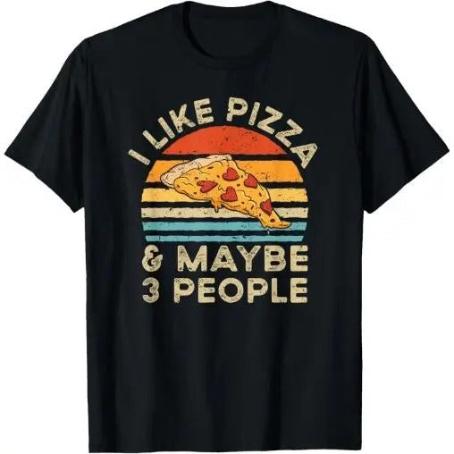 I Like Pizza And Maybe 3 People Retro Vintage T-Shirt Made in USA Hoodie, Sweatshirt | WearSparks.com