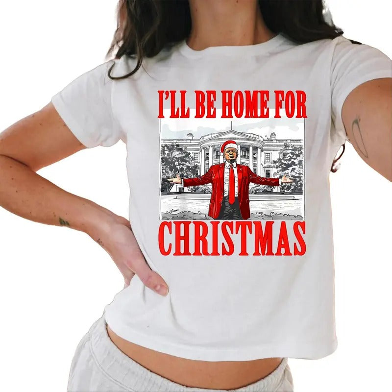 I'Ll Be Home For Christmas Santa Funny Trump Xmas Pajamas Baby Tee Casual Comfort Hoodie, Sweatshirt | WearSparks.com