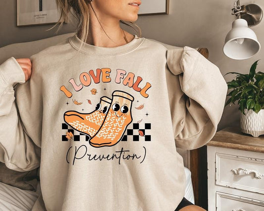 I Love Fall Prevention Sweatshirt, Fall Thanksgiving Nurse Shirt, Fall Halloween Thanksgiving Nurse Crewneck, Physical...