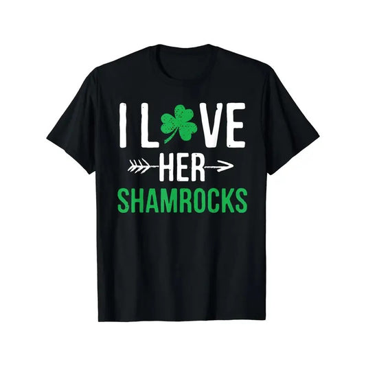 I Love Her Shamrocks T-Shirt St Patrick'S Day Couples Gifts T-Shirt made in usa Hoodie, Sweatshirt | WearSparks.com