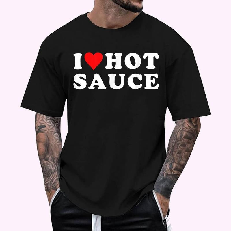 I Love Hot Sauce Funny Valentines Day I Love Hot Chili-Sauce T-Shirt