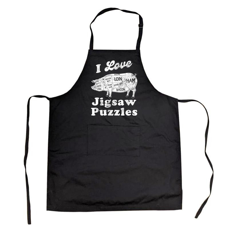 I Love Jigsaw Puzzles Funny Butcher Meat Cuts Joke Grilling Cookout Party Novelty Kitchen Accessories Funny Graphic...