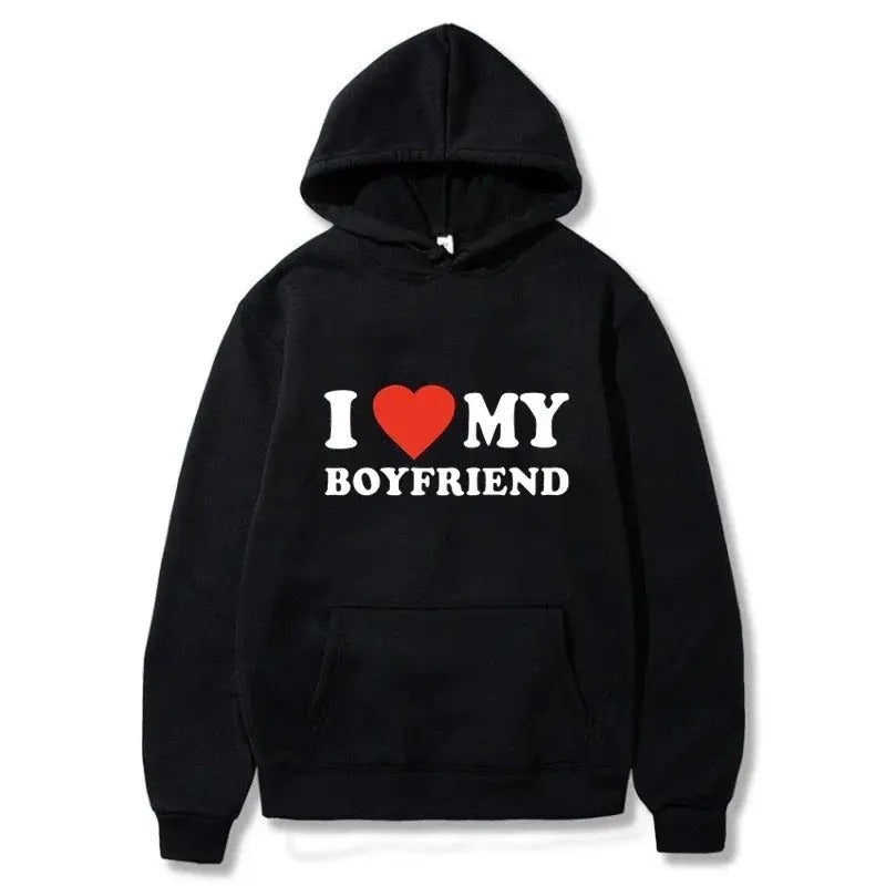 I Love My Boyfriend Girlfriend Printed Hoodie Couple Hoodie, I Love My Boyfriend , Gifts for Him, Love Hoodie T-Shirts,...
