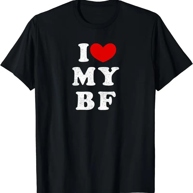 I Love My Boyfriend, I Heart My BF T-Shirt | Unisex Cotton Tee, Size S-5XL Hoodie, Sweatshirt | WearSparks.com
