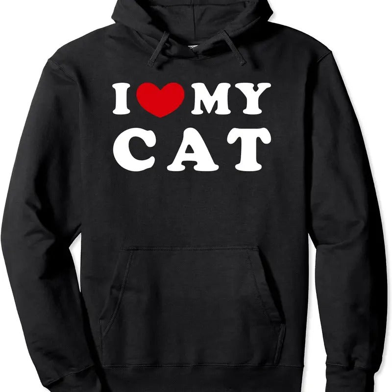 I Love My Cat, I Heart My Cat Hoodie | Unisex Hooded Sweatshirt T-Shirts | WearSparks.com