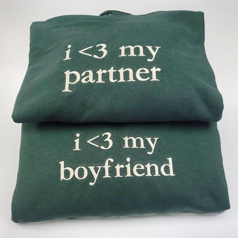I Love My Girlfriend Couple Embroidered Sweatshirt, Couples Gifts Valentines Day, Gift for Him, Gift for Her T-Shirts, Hoodie