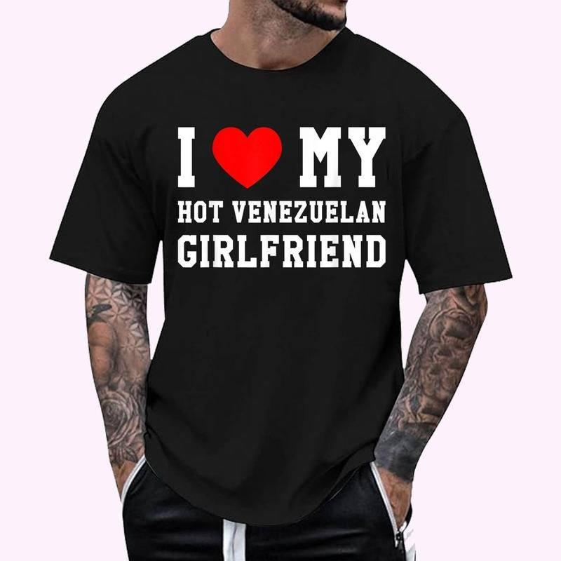 I Love My Hot Venezuelan Girlfriend Red Heart T-Shirt , Unisex Cotton 100%, Top Menswear Hoodie, Sweatshirt | WearSparks.com