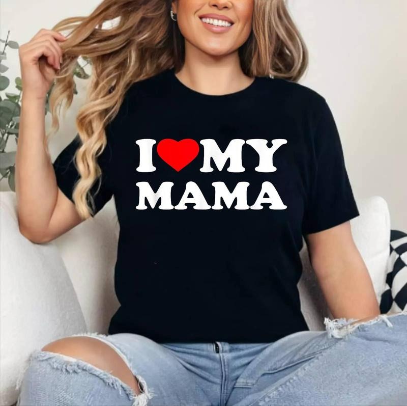 I Love My Mama Heart Family Mom T-Shirt | Cotton 100%, Crewneck, Top Womenswear Hoodie, Sweatshirt | WearSparks.com